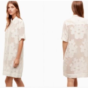 Sheer Button Down Dress with Lace-like detail